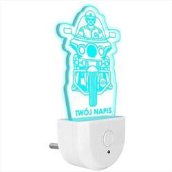 Lampka Nocna LED dla Dzieci POLICJA MOTOR do kontaktu gniazdka CZUJNIK