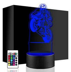 LAMPKA NOCNA LED MOTOR MOTOCYKLISTA 3D + PILOT prezent URODZINY statuetka