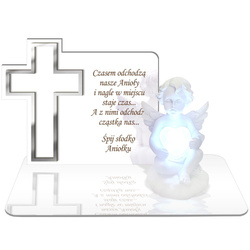 ZNICZ LED GRÓB Dziecka Córki Syna ANIOŁEK PODSTAWKA NA CMENTARZ BIAŁY ANIOŁ
