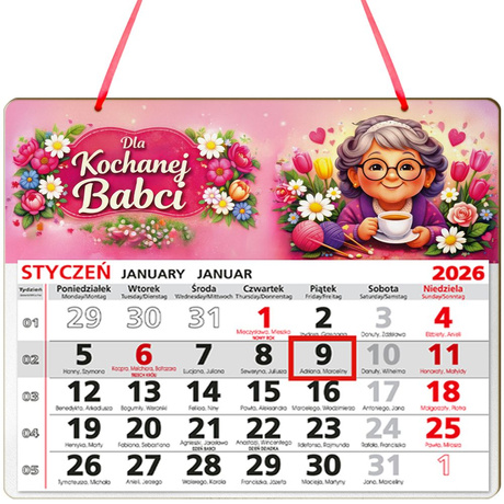 PREZENT NA DZIEŃ BABCI I DZIADKA NA ŚWIĘTA KALENDARZ ŚCIENNY 2026 DLA DZIADKÓW