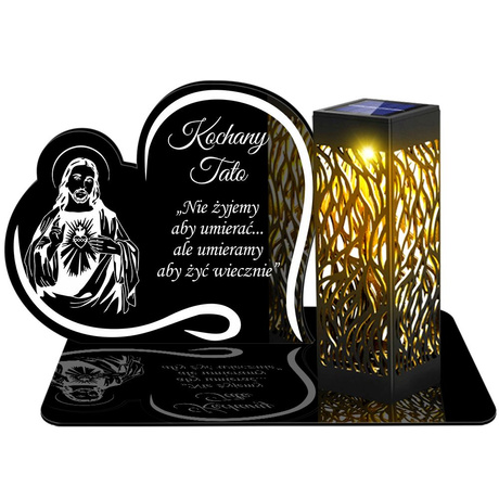 ZNICZ SOLARNY LED WIECZNY PODSTAWKA NA CMENTARZ GRÓB lampka Napis Serce 3D  DLA TATY