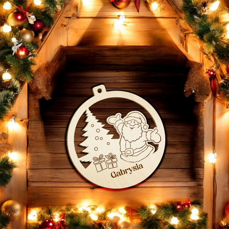 Bombka z imieniem drewniana choinkę święta Mikołaj prezent mikołajki
