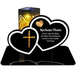 ZNICZ SOLARNY LED WIECZNY PODSTAWKA NA CMENTARZ GRÓB lampka Serce 3D DLA MAMY