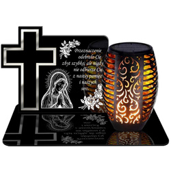 ZNICZ SOLARNY LED WIECZNY PODSTAWKA NA CMENTARZ GRÓB Krzyż EFEKT PŁOMIENIA