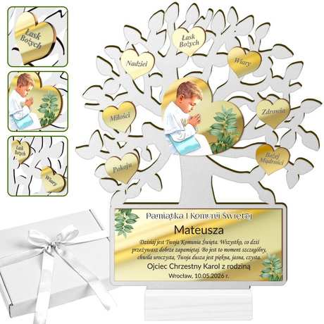 OBRAZEK NA KOMUNIĘ PAMIĄTKA PIERWSZEJ KOMUNII ŚWIĘTEJ PREZENT DRZEWKO