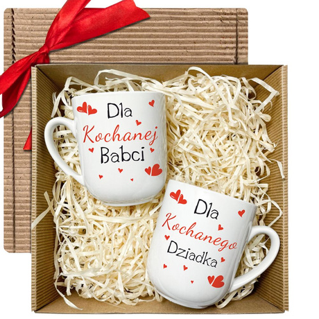 ZESTAW KUBKÓW Z NADRUKIEM PREZENT DLA DZIADKÓW DZIEŃ BABCI I DZIADKA 2SZT.