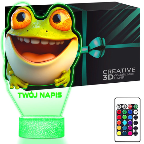 LAMPKA NOCNA LED 3D z imieniem ŻABA ŻABKA ZWIERZĘ prezent dla dziecka URODZINY statuetka + pilot