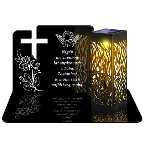 ZNICZ SOLARNY LED WIECZNY PODSTAWKA NA CMENTARZ GRÓB lampka Krzyż 3D