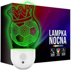 Lampka Nocna LED dla Dzieci PIŁKA NOŻNA KORONA do kontaktu gniazdka CZUJNIK