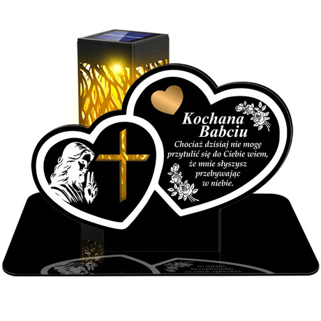 ZNICZ SOLARNY LED WIECZNY PODSTAWKA NA CMENTARZ GRÓB lampka Serce 3D DLA BABCI