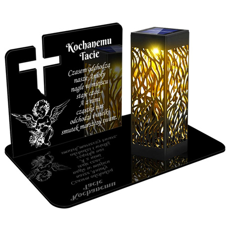 ZNICZ SOLARNY LED WIECZNY PODSTAWKA NA CMENTARZ GRÓB lampka Krzyż 3D DLA TATY