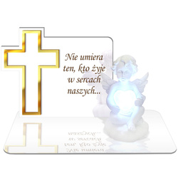 ZNICZ LED GRÓB Dziecka Córki Syna ANIOŁEK PODSTAWKA NA CMENTARZ BIAŁY ANIOŁ