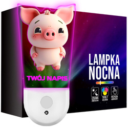 Lampka Nocna LED dla Dziecka Świnia Świnka Rolnika do gniazdka CZUJNIK