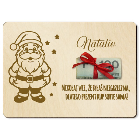 ŚWIĄTECZNY BON PODARUNKOWY Prezent Na Święta Choinkę Voucher na Pieniądze z imieniem