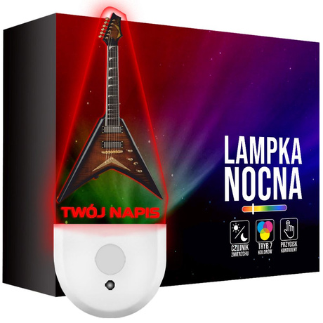 Lampka Nocna LED dla Dziecka Gitara Muzyka do kontaktu gniazdka CZUJNIK