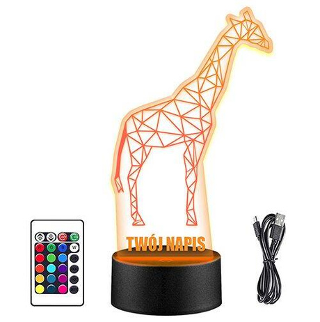 LAMPKA NOCNA LED ŻYRAFA ZOO ZWIERZĄTKO 3D PILOT prezent URODZINY statuetka