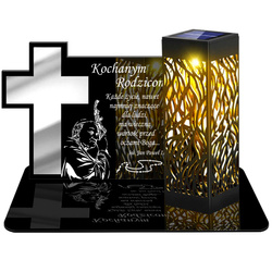 ZNICZ SOLARNY LED WIECZNY PODSTAWKA NA CMENTARZ GRÓB lampka Krzyż 3D DLA RODZICÓW