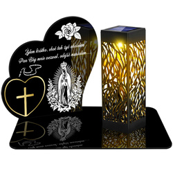 ZNICZ SOLARNY LED WIECZNY PODSTAWKA NA CMENTARZ GRÓB lampka Serce 3D