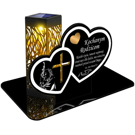 ZNICZ SOLARNY LED WIECZNY PODSTAWKA NA CMENTARZ GRÓB lampka Serce 3D DLA RODZICÓW
