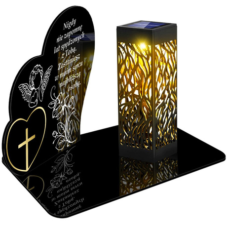 ZNICZ SOLARNY LED WIECZNY PODSTAWKA NA CMENTARZ GRÓB lampka Serce 3D 
