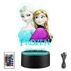 LAMPKA NOCNA LED FROZEN ANNA I ELSA 3D + PILOT prezent URODZINY statuetka