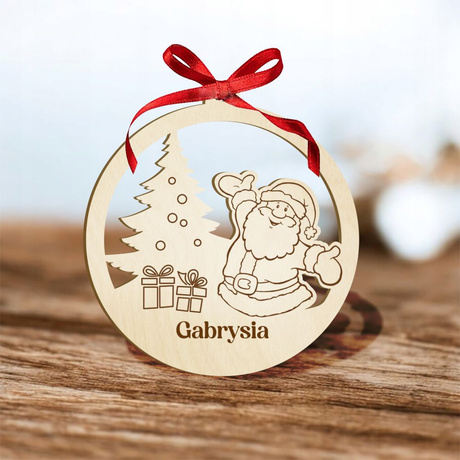 Bombka z imieniem drewniana choinkę święta Mikołaj prezent mikołajki