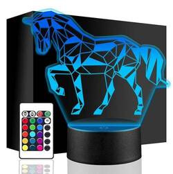 LAMPKA NOCNA KOŃ KONIK Jeździectwo 3D LED + PILOT prezent MIKOŁAJKI święta