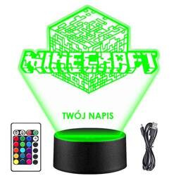 LAMPKA NOCNA LED MINECRAFT GRA 3D + PILOT prezent URODZINY statuetka