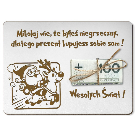 ŚWIĄTECZNY BON PODARUNKOWY Prezent Na Święta Choinkę Voucher na Pieniądze