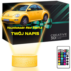 LAMPKA NOCNA LED 3D AUTO Volkswagen New Beetle prezent dla dziecka URODZINY statuetka + pilot