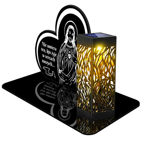 ZNICZ SOLARNY LED WIECZNY PODSTAWKA NA CMENTARZ GRÓB lampka Serce 3D 