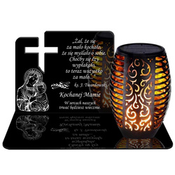 ZNICZ SOLARNY LED WIECZNY PODSTAWKA NA CMENTARZ GRÓB Krzyż EFEKT PŁOMIENIA