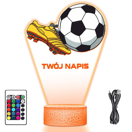 LAMPKA NOCNA LED 3D PIŁKA NOŻNA dla PIŁKARZA KORKI prezent dla dziecka URODZINY statuetka + pilot