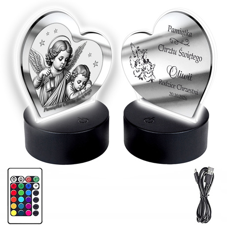 OBRAZEK LED Pamiątka Z ANIOŁKIEM CHRZTU ŚWIĘTEGO PREZENT NA CHRZEST 
