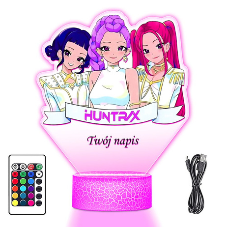 LAMPKA NOCNA LED 3D Imię Huntrix K-pop Łowczynie Demonów Rumi Mira Zoey + PILOT