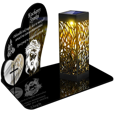ZNICZ SOLARNY LED WIECZNY PODSTAWKA NA CMENTARZ GRÓB lampka Serce 3D DLA SYNA