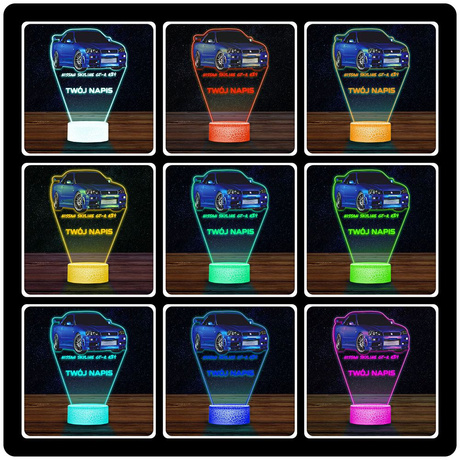 LAMPKA NOCNA LED 3D AUTO Nissan Skyline GT-R R34 prezent dla dziecka URODZINY statuetka + pilot