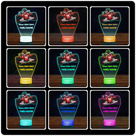 LAMPKA NOCNA LED 3D bolid Ferrari F2004 Formuła 1 prezent dla dziecka URODZINY statuetka + pilot