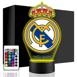 LAMPKA NOCNA LED Real Madryt Piłka 3D + PILOT prezent dziecka URODZINY