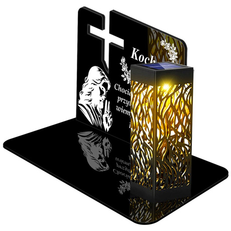 ZNICZ SOLARNY LED WIECZNY PODSTAWKA NA CMENTARZ GRÓB lampka Krzyż 3D DLA BABCI