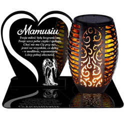 ZNICZ SOLARNY LED WIECZNY PODSTAWKA NA CMENTARZ GRÓB Serce EFEKT PŁOMIENIA DLA MAMY