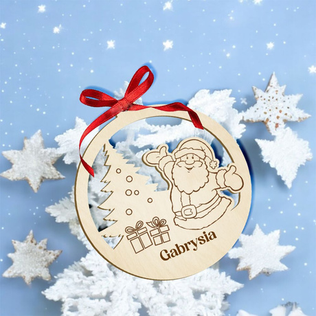 Bombka z imieniem drewniana choinkę święta Mikołaj prezent mikołajki