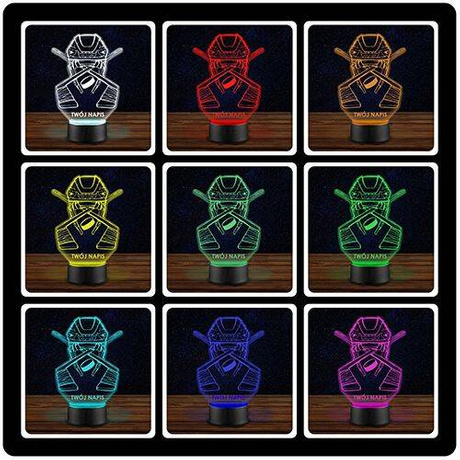 LAMPKA NOCNA LED HOKEJ HOKEISTA KASK 3D + PILOT prezent URODZINY statuetka