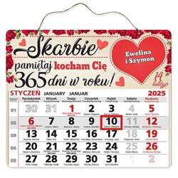 PREZENT NA WALENTYNKI KALENDARZ 2026 ROK DREWNIANY DLA DZIEWCZYNY CHŁOPAKA