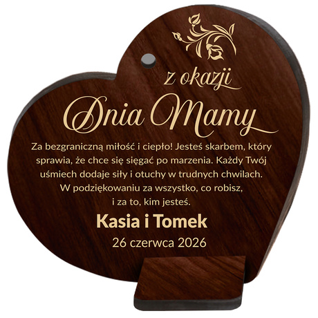 Dzień Matki Mamy prezent upominek OBRAZEK SERCE Kwiaty Z GRAWEREM statuetka