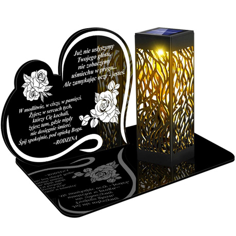 ZNICZ SOLARNY LED WIECZNY PODSTAWKA NA CMENTARZ GRÓB lampka Napis Serce 3D