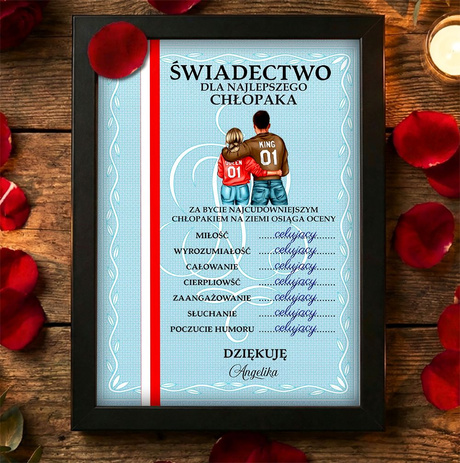 ŚWIADECTWO DLA NIEGO / NIEJ PREZENT NA WALENTYNKI PERSONALIZACJA IMIĘ CERTYFIKAT