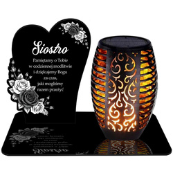 ZNICZ SOLARNY LED WIECZNY PODSTAWKA NA CMENTARZ GRÓB Krzyż EFEKT PŁOMIENIA dla Siostry