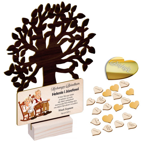 Prezent na Dzień Babci i Dziadka statuetka DRZEWKO SZCZĘŚCIA GRAWER DLA BABCI DZIADKA Dziadków