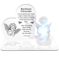 ZNICZ LED GRÓB Dziecka Córki Syna ANIOŁEK PODSTAWKA CMENTARZ POMNIK ANIOŁ